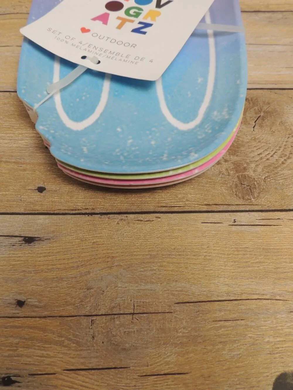 Novogratz Melamine Popsicle Shaped Plates Set of 4 NEW